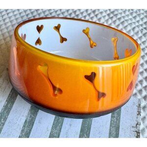 New XL Orange & White Acrylic Dog Bowl w/ Grip Base - Small Scratch (See Photos)